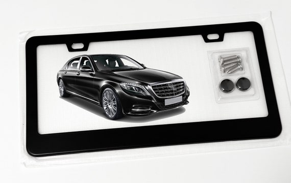 Custom Mercedes-Benz Logo License Plate Frame – Black Powder Coated Metal, Front Or Rear