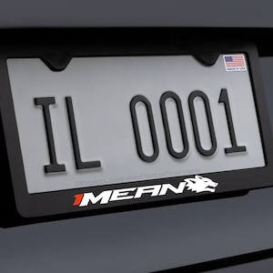 1Mean Coyote License Plate Frame Black Metal Mustang Racing Theme