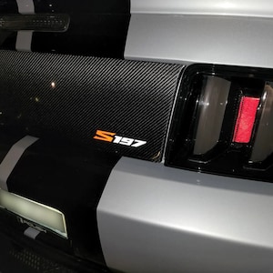 2X Reflective S197 Sticker Decals Badge Reflective .80 IN X 5.30 IN Fits 2005 - 2014 Mustang, GT, Roush, GT500, and Saleen