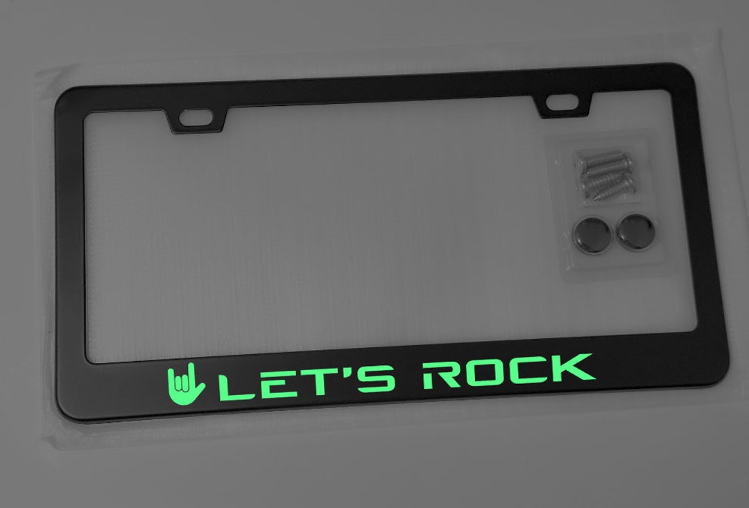 Glowing Let's Rock Stainless Steel License Plate Frame Tag Cover for ...