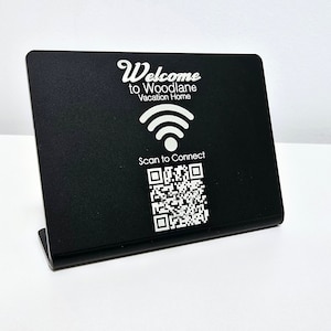 Custom WiFi Scan to Connect QR Code Desk Stand Great for airbnb, rental, hotel, guest home