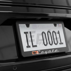 Coyote 5.0 Mustang License Plate Frame Premium Black Metal Premium Black Metal