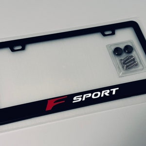 Cadre réfléchissant de plaque minéralogique noir F sport en métal avec vis/chapeaux
