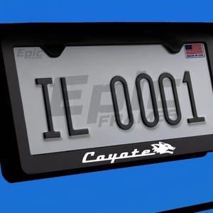 Coyote Mustang GT License Plate Frame Black Premium Metal