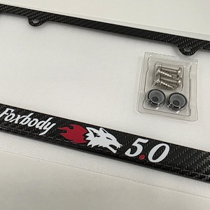 FoxBody 5.0 CARBON FIBER License Plate Frame Fits Mustang