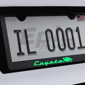 Green Coyote Mustang GT License Plate Frame Black Premium Metal