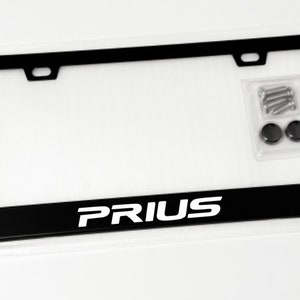 Quadro de matrícula PRIUS branco REFLETIVO Tampa de etiqueta de metal preto premium com parafusos