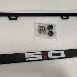 Reflective 5.0 Mustang Coyote GT Black Stainless Steel License Plate Frame Cover
