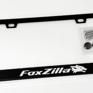 1979 - 1993 Mustang Foxzilla Fox Body Mustang Black Metal License Plate Frame Godzilla Reflective