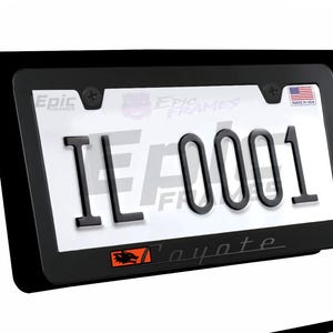 Red & Black Coyote 5.0 Mustang License Plate Frame Premium Black Metal Premium Black Metal