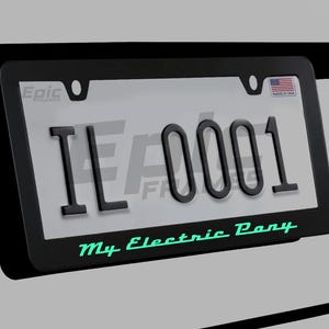 Glowing My Electric Pony License Plate Frame Premium Black Metal for Mustang Mach E
