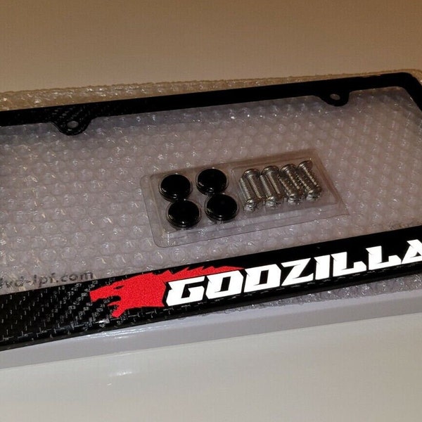 Reflective Godzilla GTR 100% Carbon Fiber License Plate Frame Premium