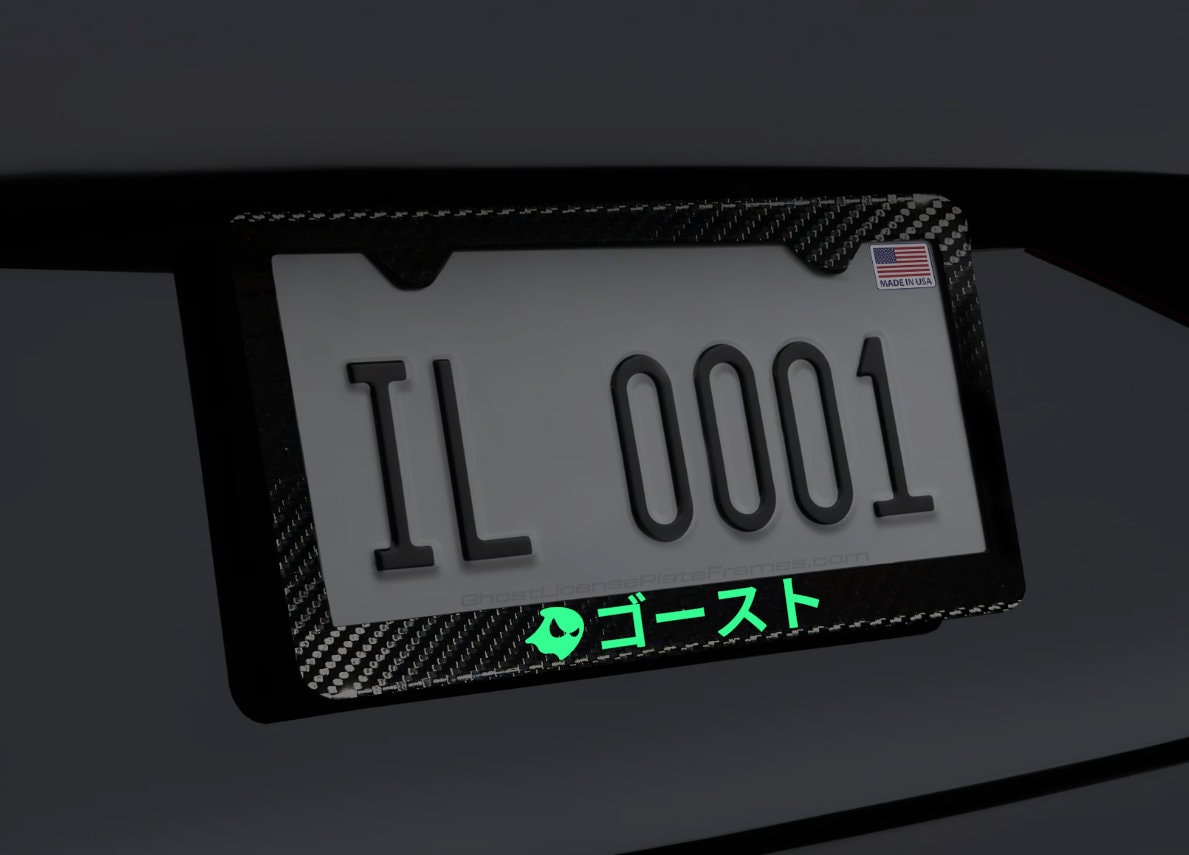 Glowing Ghost in Japanese Real 100% Carbon Fiber License Plate Frame Holder Street Racing JDM Style