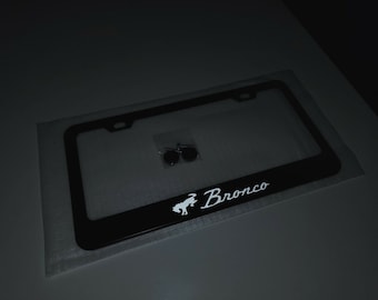 Reflective Ford Bronco Stainless Steel License Plate Frame W/ Screws & Caps