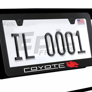 Premium COYOTE 5.0 GT Mustang / F150 Truck License Plate Frame Black Metal