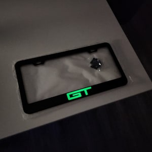 Glowing Mustang GT Coyote 5.0 / 4.6 GT License Plate Frame Black Stainless Steel tag Cover
