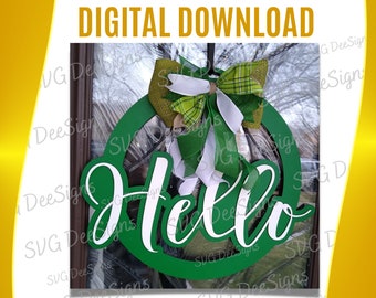 Digital Hello Door Sign File | Hello Door Decor Digital File | Hello Door Wreath | Door Sign SVG Files