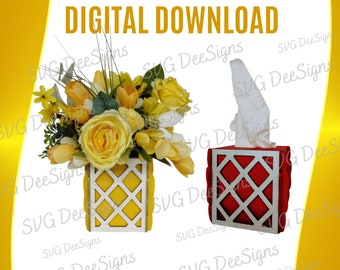 Tissue Box Holder File | SVG Plant Vase | Plant Collar | Tissue Holder | Tissue Box SVG | SVG Flower Vase | Glowforge Cutting Files