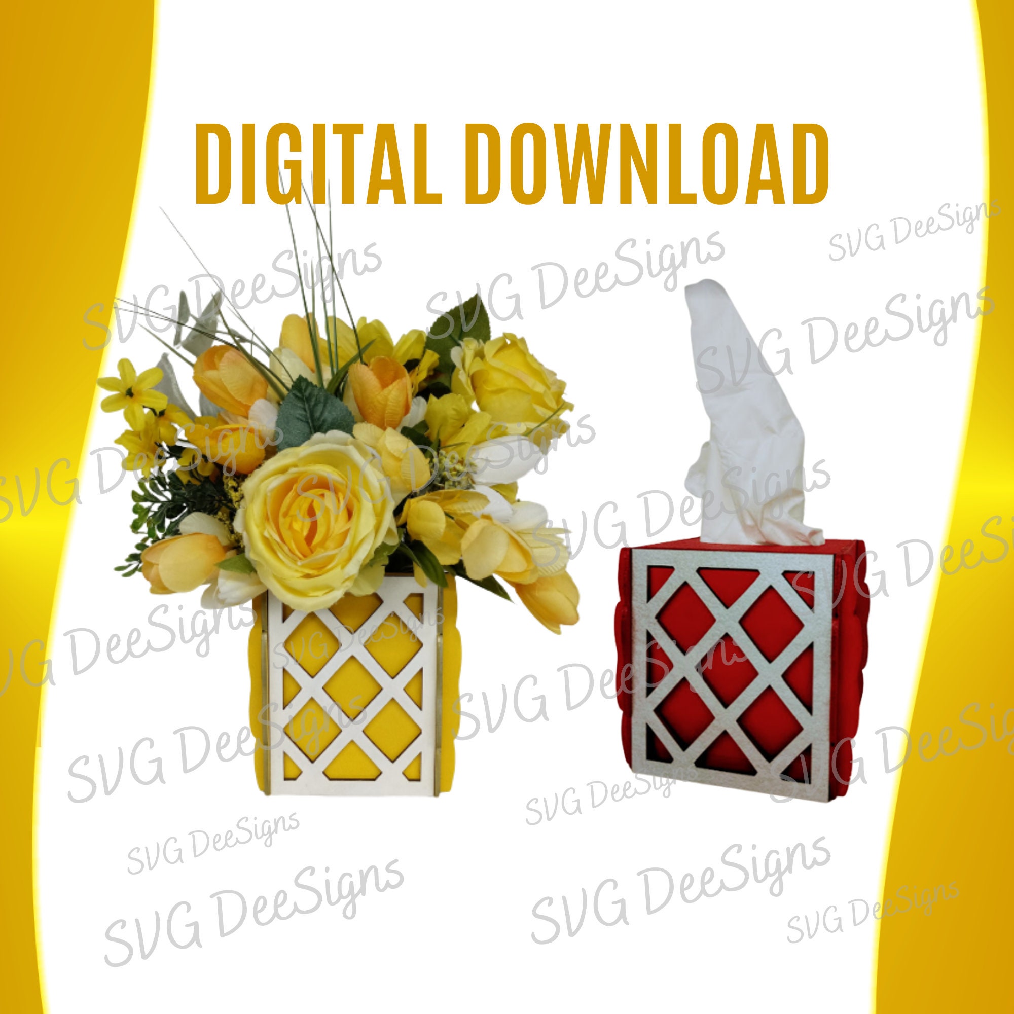 Tissue Box Svg File Tissue Box Holder File SVG Plant Vase Plant Collar Tissue Holder Tissue ...