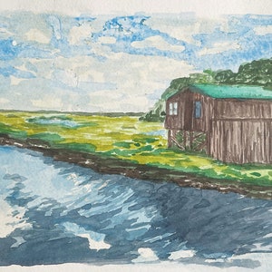 5X7in Capanna dell'artista, Drakes Island, Maine