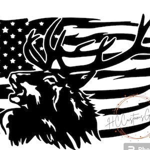 Elk Flag | American Flag Decal | Elk Hunting | Flag Decal | Truck Decal | Window Decal