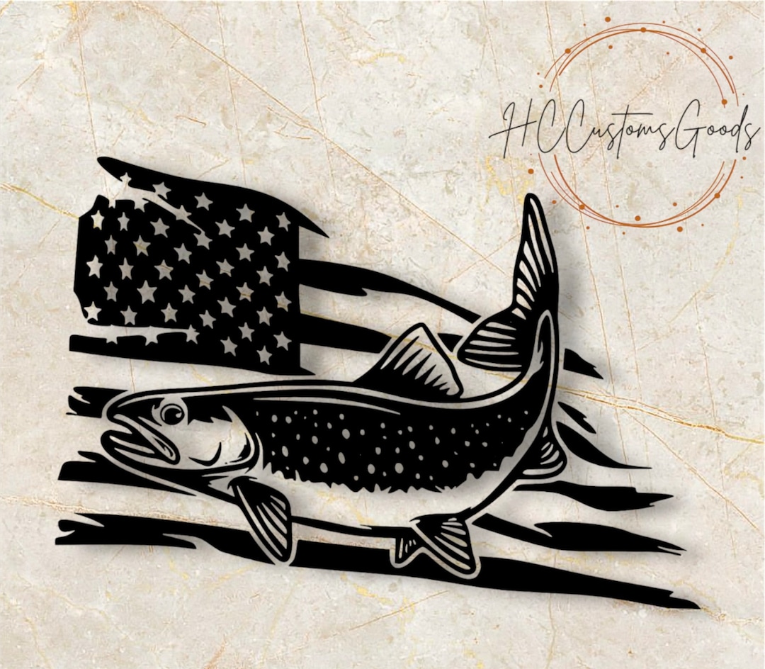 U.S. Flag Fishing Decal | Trout Flag Decal | Fishing Fag Decal | Trout ...