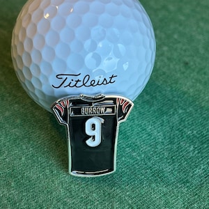 Burrow Bengals #9 Jersey Inspired Golf Ball Marker | Golf Accessory | Boyfriend Husband Bachelor Party Groomsmen Golf Gifts