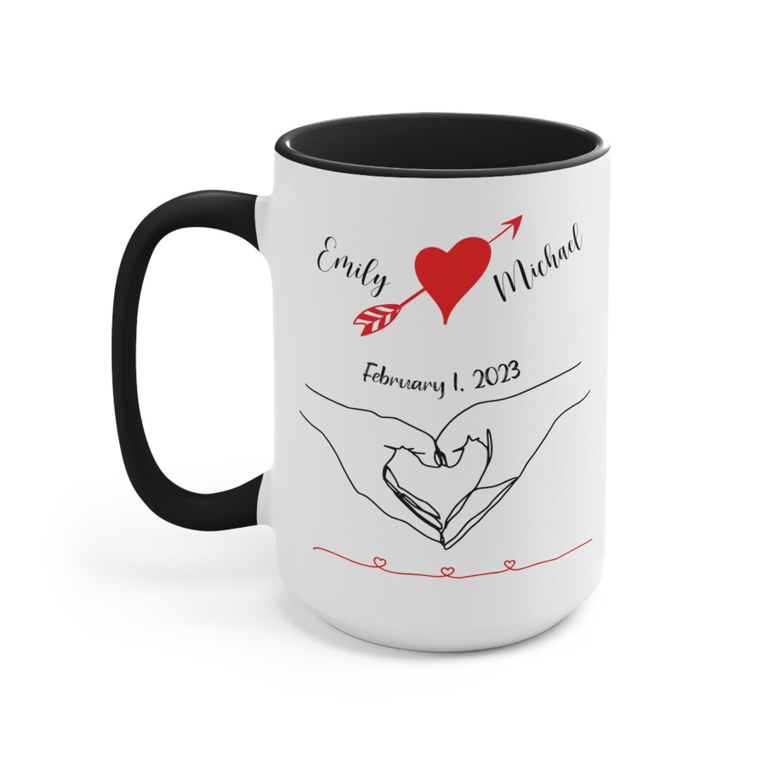 Hold My Hand - Couple Personalized Custom Pottery Mug - Gift For Husband Wife, Anniversary