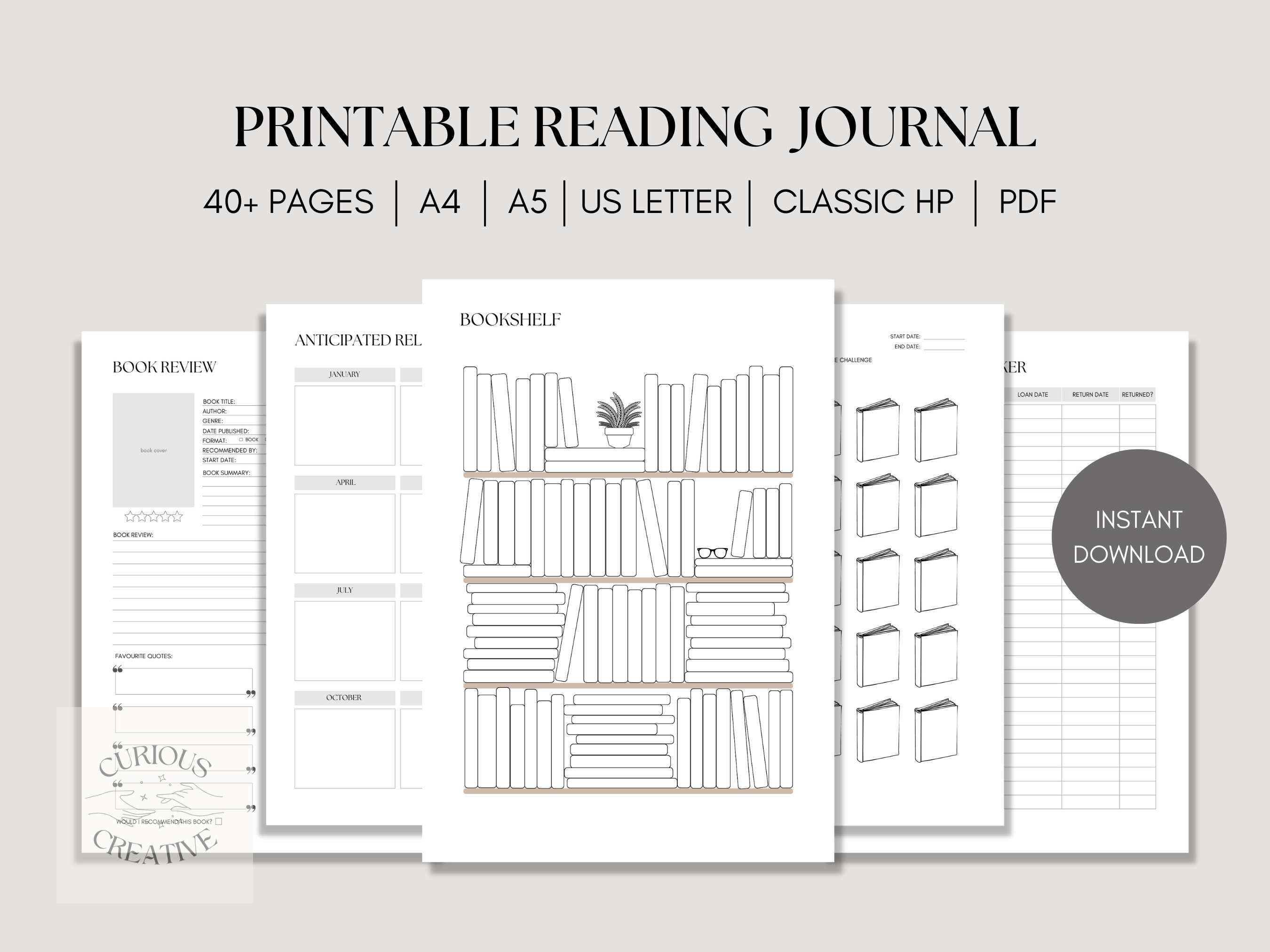 Printable Reading Journal, Reading Planner, Book Journal, Reading ...