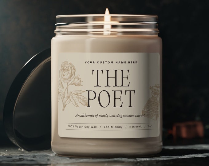 Personalized The Poet Candle, Gift for Poet, Inspirational Poet Gift, Aromatherapy Candle for Poet, Custom Name Candle, Scented Poet Candle