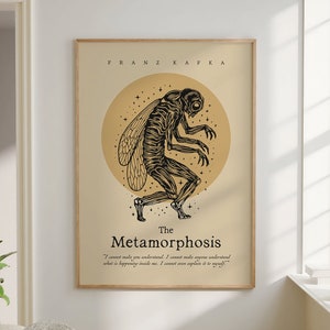 Franz Kafka The Metamorphosis Vintage Poster, Vintage Book Cover, Literary Poster Print, Book Lover Gift for Bookish, Kafka Wall Art Print