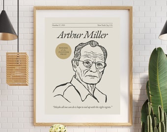 Arthur Miller Poster (Auteurs Series) Cadeau voor schrijver en auteur, literaire Wall Art Print, boek minnaar cadeau, klas decor cadeau voor leraar