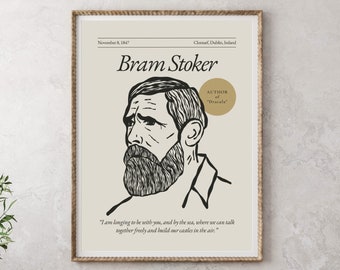 Bram Stoker Poster (Authors Series) Gift for Writer and Author, Literary Wall Art Print, Bookish Gift, English Teacher Gift, Classroom Decor