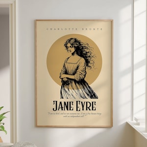 Póster vintage de Jane Eyre para lectores, regalo para amantes de los libros, póster con portada de libro de Jane Eyre, regalo para amantes de los libros para profesores de inglés