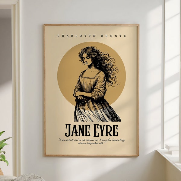 Jane Eyre vintage Poster for Reader, Book Lover Gift for Bookish Girl, Jane Eyre Book Cover Poster Print, Bookworm Gift for English Teacher