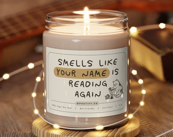 Personalized Book Lover Candle: Funny Library Bookworm Gift