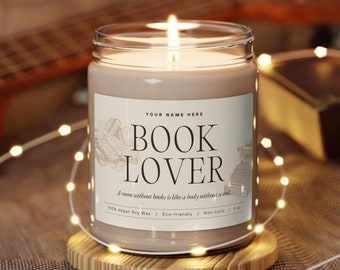 Personalized Book Lover Candle: Custom Name Vegan Soy Wax