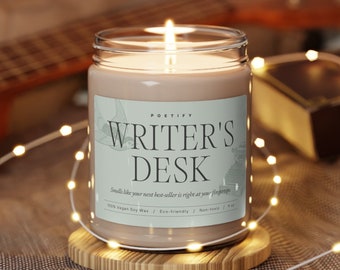 Writer's Desk Candle: Aromatherapy Soy Wax Candle, Gift for Author