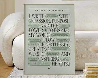 Writing Affirmation Poster: Motivational Wall Art, Classroom Decor
