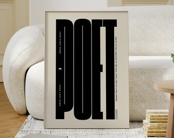 Personalized Poet Name Typography Poster: Minimalist Wall Art