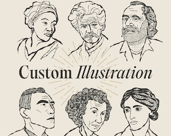 Custom Author Portrait, Unique Writer Gift (Digital Download)