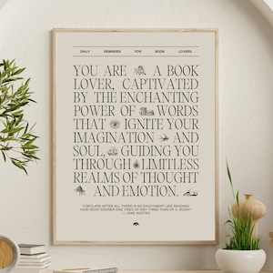 Póster de regalo inspirador para amantes de los libros, regalo para amantes de los libros, regalo literario para amantes de los libros, póster con cita sobre lectura, arte de pared para lectores y bibliotecarios