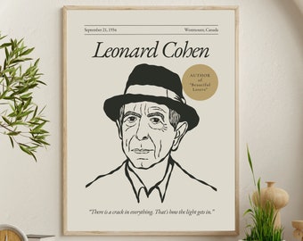 Leonard Cohen Art Print: Literary Portrait Poster