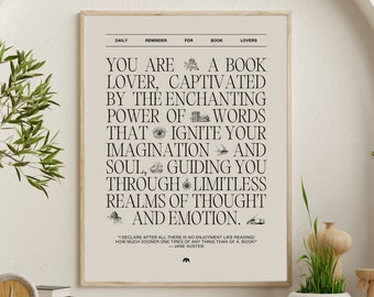 Inspirational Book Lover Quote Poster: Literary Wall Art, Bookish Gift for Reader and Librarian