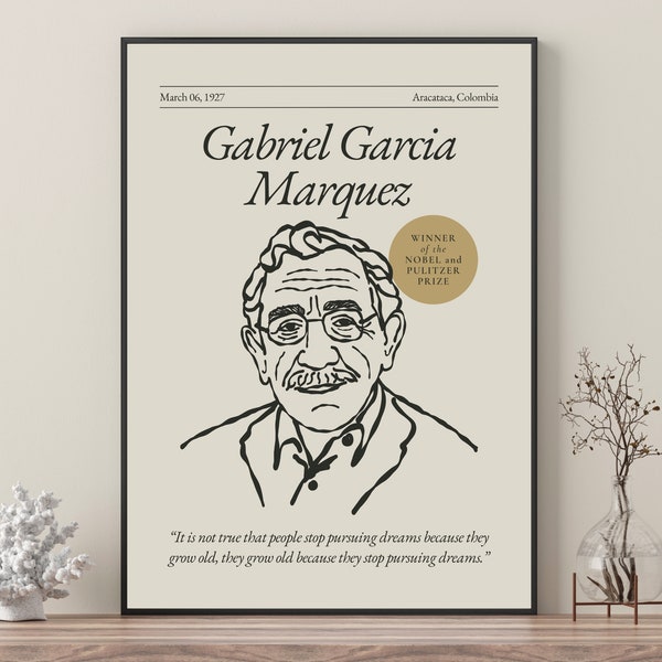 Gabriel García Márquez Poster (Authors Series), Writers Wall Art, Literature Art Poster, Book Lover Gift, Author Gift, Gift for Writer,