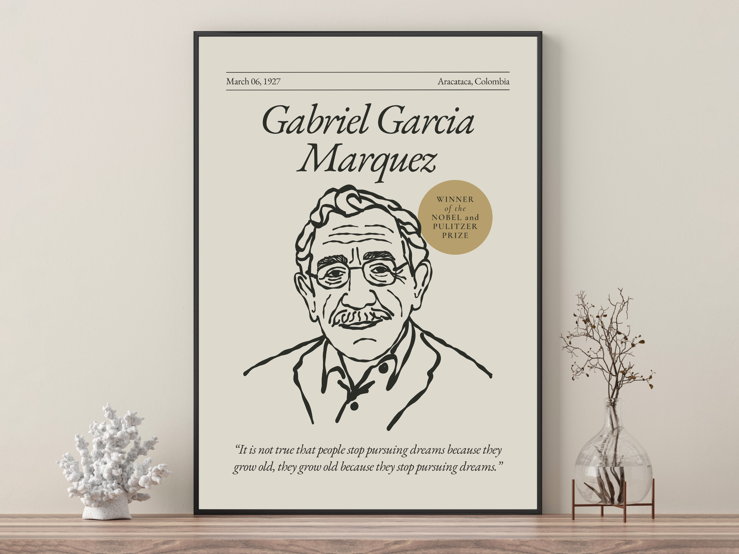 Book Márquez García for Etsy Series, Gift, Gift Lover Literature Poster Art, - Writer, Poster, Writers authors Author Wall Art Gabriel Gift,