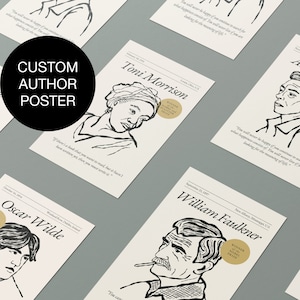 Cartel de autor personalizado, cartel de escritor personalizado, arte de pared literario personalizado, regalo de amante de libros, regalo para poeta, cartel de cita personalizada, regalo de escritor