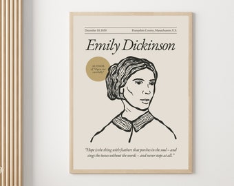 Emily Dickinson Poster: Writer Portrait, Literary Quote Art