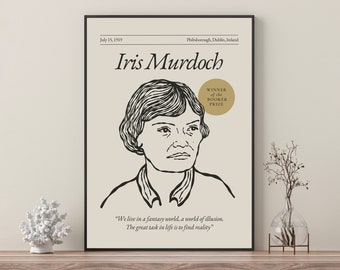 Iris Murdoch Poster: Author Portrait, Literary Wall Art