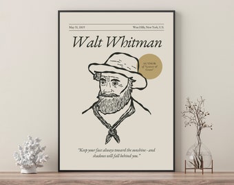 Walt Whitman Portrait Poster: Literary Quote Wall Art